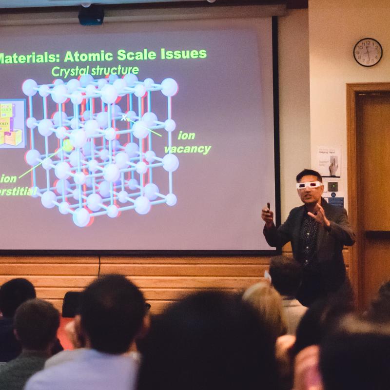 Keynote speaker Professor Saiful Islam using 3D glasses at 3rd Oxford ECS Student Chapter Symposium